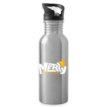 merry christmas font Schrift graffiti Stern xmas - Trinkflasche mit integriertem Trinkhalm - Lightsilver - Rechts