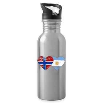 Norway Argentina Flag Used - Water bottle with straw - silver - Right