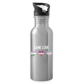 LGBTQ Pride Month - Same Love - Water bottle with straw - silver - Right
