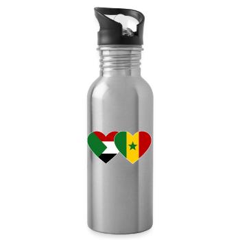 Sudan Senegal Flagge Herz - Trinkflasche mit integriertem Trinkhalm - Lightsilver - Rechts