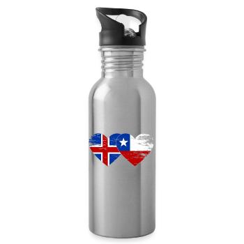 Islande Chili drapeau coeur utilisé - Gourde avec paille intégrée - argent clair - Droite