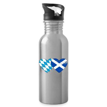 Bavaria Scotland flag heart used - Water bottle with straw - silver - Right