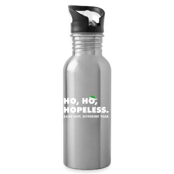Ho ho hopeless: Anti-Christmas Saying - Water bottle with straw - silver - Right