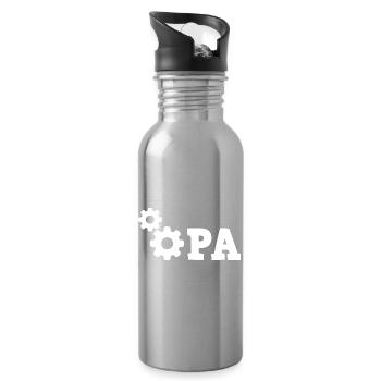 Grandpa Gear Repair - Mechanic Repair Car - Water bottle with straw - silver - Right