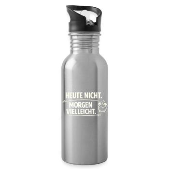 Heute nicht Morgen vielleicht  - Trinkflasche mit integriertem Trinkhalm - Lightsilver - Rechts
