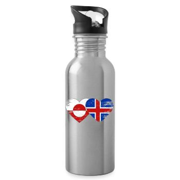 Cœur du drapeau du Groenland Islandade utilisé - Gourde avec paille intégrée - argent clair - Droite