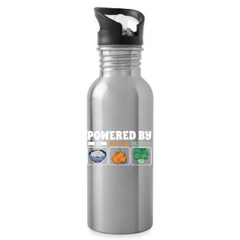 Powered By Rice Chicken Broccoli - Water bottle with straw - silver - Right