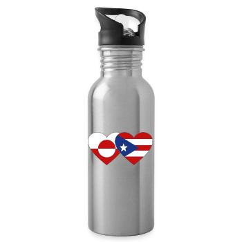 Groenland_Costa_Rica_Flagge_Herz - Gourde avec paille intégrée - argent clair - Droite