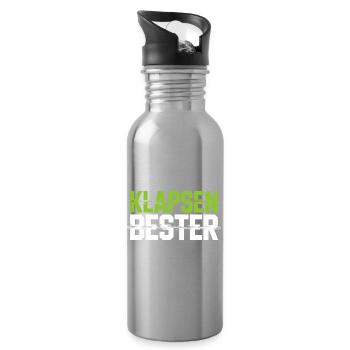 Klapsenbester Durchgeknallt Irrenhaus Büro Spruch - Trinkflasche mit integriertem Trinkhalm - Lightsilver - Rechts