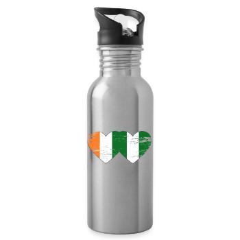 Drapeau du Nigeria de Côte d’Ivoire utilisé - Gourde avec paille intégrée - argent clair - Droite