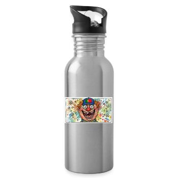 Portugal Clown Fußballzauber - Trinkflasche mit integriertem Trinkhalm - Lightsilver - Rechts