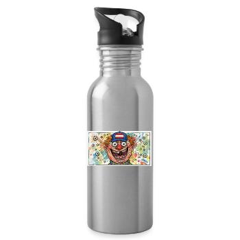 Explosion colorée du football Fan, clowns en Autriche - Gourde avec paille intégrée - argent clair - Droite