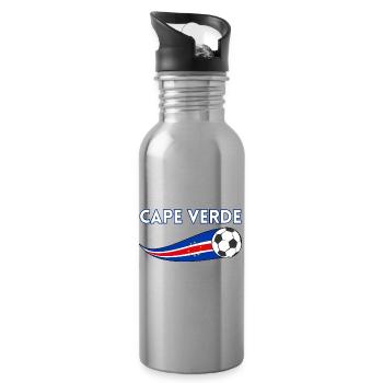 Cape Verde Flag, Cape Verdean Flag, Cape Verde - Water bottle with straw - silver - Right