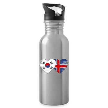 Suedkorea Island Flagge Hände Herzform used - Trinkflasche mit integriertem Trinkhalm - Lightsilver - Rechts