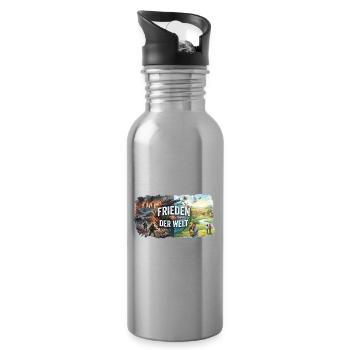 Frieden der Welt - Trinkflasche mit integriertem Trinkhalm - Lightsilver - Rechts