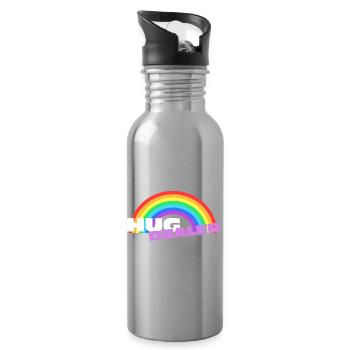Hug Dealer Stickers: Colorful Rainbow Design - Water bottle with straw - silver - Right