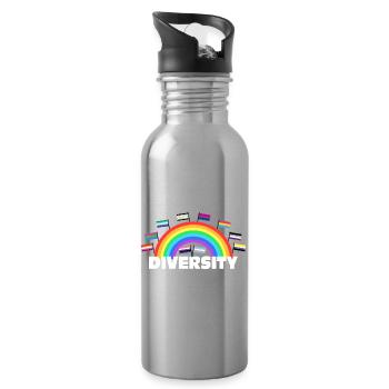 Diversity Rainbow - Diversity Design - Water bottle with straw - silver - Right