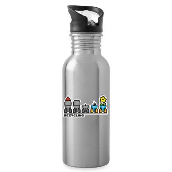 krieg frieden blume - Trinkflasche mit integriertem Trinkhalm - Lightsilver - Rechts