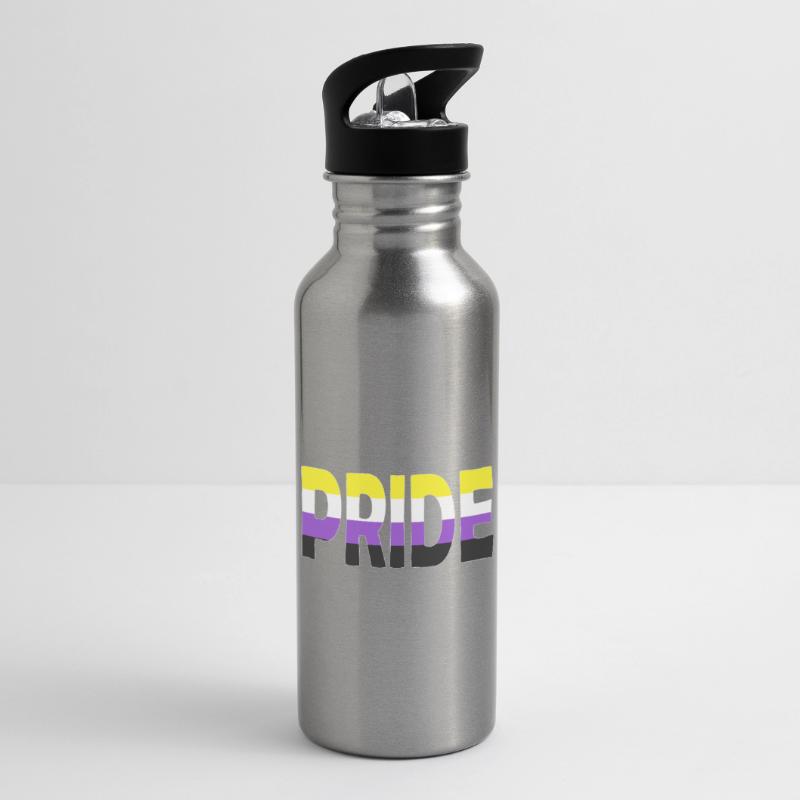 Pride lettering Non-Binary Non-Binary LGBTQ Water bottle with straw