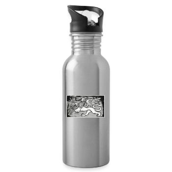 Ein Greif in grau - Trinkflasche mit integriertem Trinkhalm - Lightsilver - Rechts