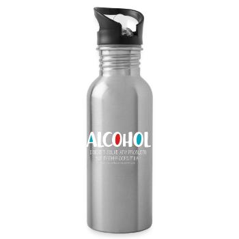 Alcohol (dark) - Water bottle with straw - silver - Right