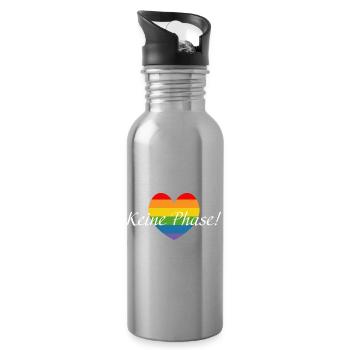 Regenbogenherzchen LGBTQ Keine Phase - Trinkflasche mit integriertem Trinkhalm - Lightsilver - Rechts