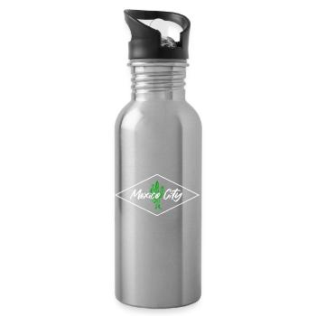 Cactus Skyline Mexico City - Water bottle with straw - silver - Right