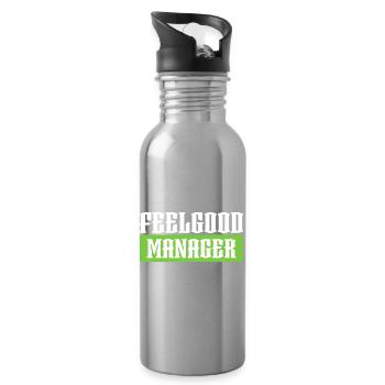 Feelgood manager green tshirt black - Water bottle with straw - silver - Right