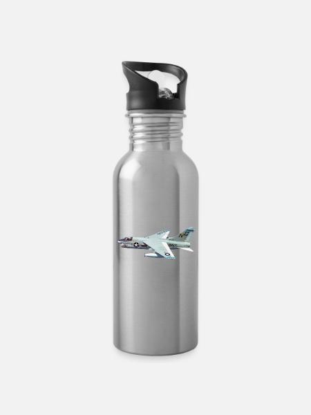 A-7 Corsair II - Trinkflasche mit integriertem Trinkhalm - Lightsilver