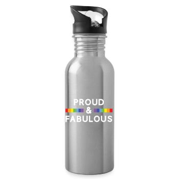 Pride Month - Proud and Fabulous - Water bottle with straw - silver - Right
