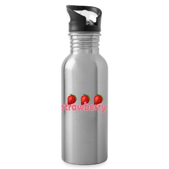 STRAWBERRY - Trinkflasche mit integriertem Trinkhalm - Lightsilver - Rechts