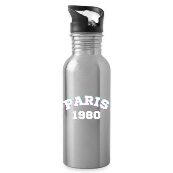 Paris 1980 Design - Trinkflasche mit integriertem Trinkhalm - Lightsilver - Rechts