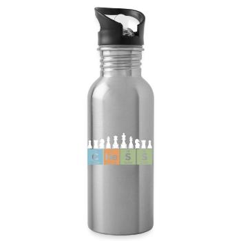 retro Schach Periodensystem coole Sprüche vintage - Trinkflasche mit integriertem Trinkhalm - Lightsilver - Rechts