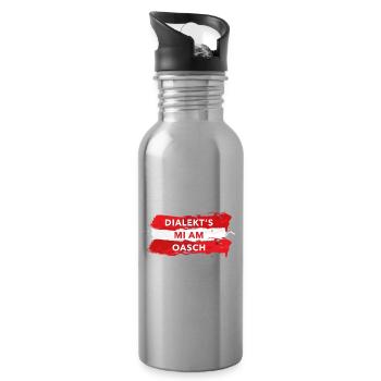 dialekts mi am oasch mundartsprüche österreich - Trinkflasche mit integriertem Trinkhalm - Lightsilver - Rechts