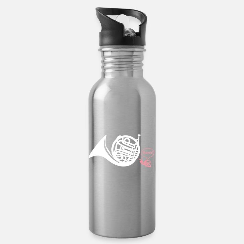 Waldhorn Hornist - Trinkflasche mit integriertem Trinkhalm - Lightsilver