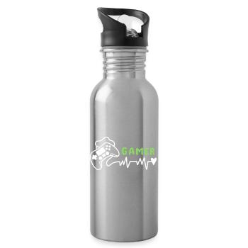 Gamer Gaming - Trinkflasche mit integriertem Trinkhalm - Lightsilver - Rechts