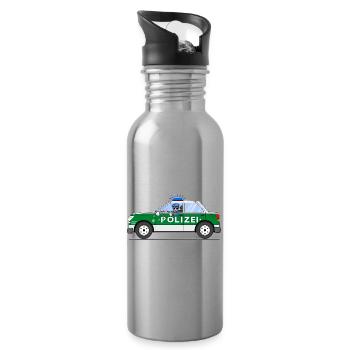 Voiture de police avec policier vert et argent - Gourde avec paille intégrée - argent clair - Droite