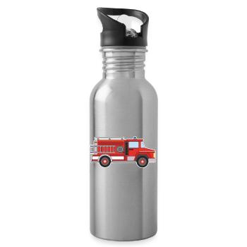 Fire engine - Water bottle with straw - silver - Right