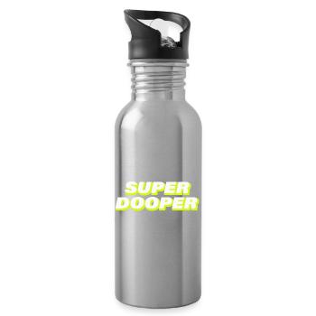 SUPER DOOPER - Water bottle with straw - silver - Right