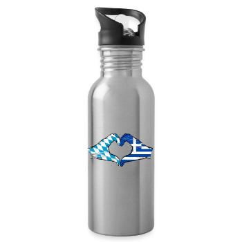 Bavière, Grèce, Drapeau, Mains, Coeur, Forme Utilisé - Gourde avec paille intégrée - argent clair - Droite