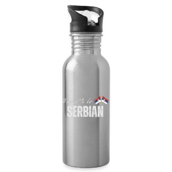 Serbe fier, j’adore la Serbie - Gourde avec paille intégrée - argent clair - Droite