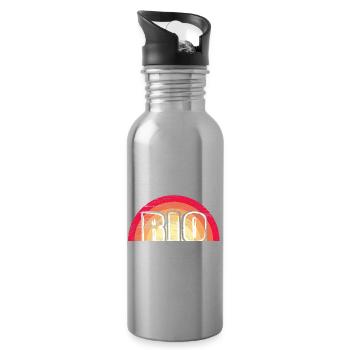Rio logo Vintage Sunset - Water bottle with straw - silver - Right