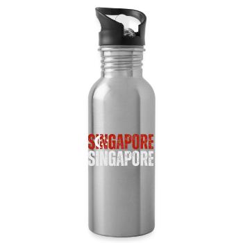 Flagge von Singapur, ich liebe Singapur - Trinkflasche mit integriertem Trinkhalm - Lightsilver - Rechts