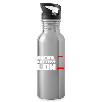 Geek Low Social Batterie - Trinkflasche mit integriertem Trinkhalm - Lightsilver - Rechts