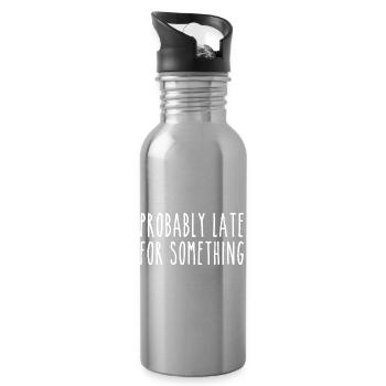 Probably late for something - Water bottle with straw - silver - Right