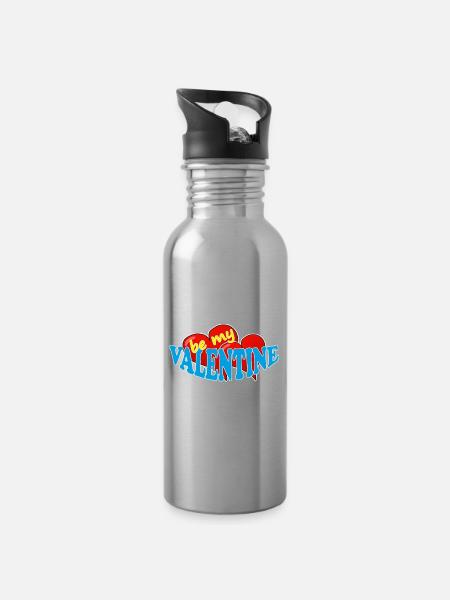 VALENTINE - Trinkflasche mit integriertem Trinkhalm - Lightsilver