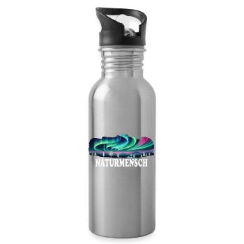 Nature Man Mountains Hiking - Water bottle with straw - silver - Right