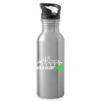 Koeln_bleibt_gruen_ _skyline - Water bottle with straw - silver - Right