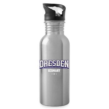 Dresden Germany Vintage College Design - Trinkflasche mit integriertem Trinkhalm - Lightsilver - Rechts
