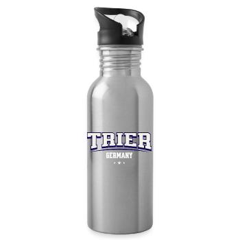 Trier Germany City Emblem - Water bottle with straw - silver - Right